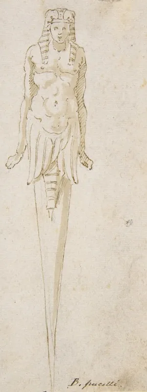 Design For Pointed Utensil With An Egyptian Style Figure On The Handle