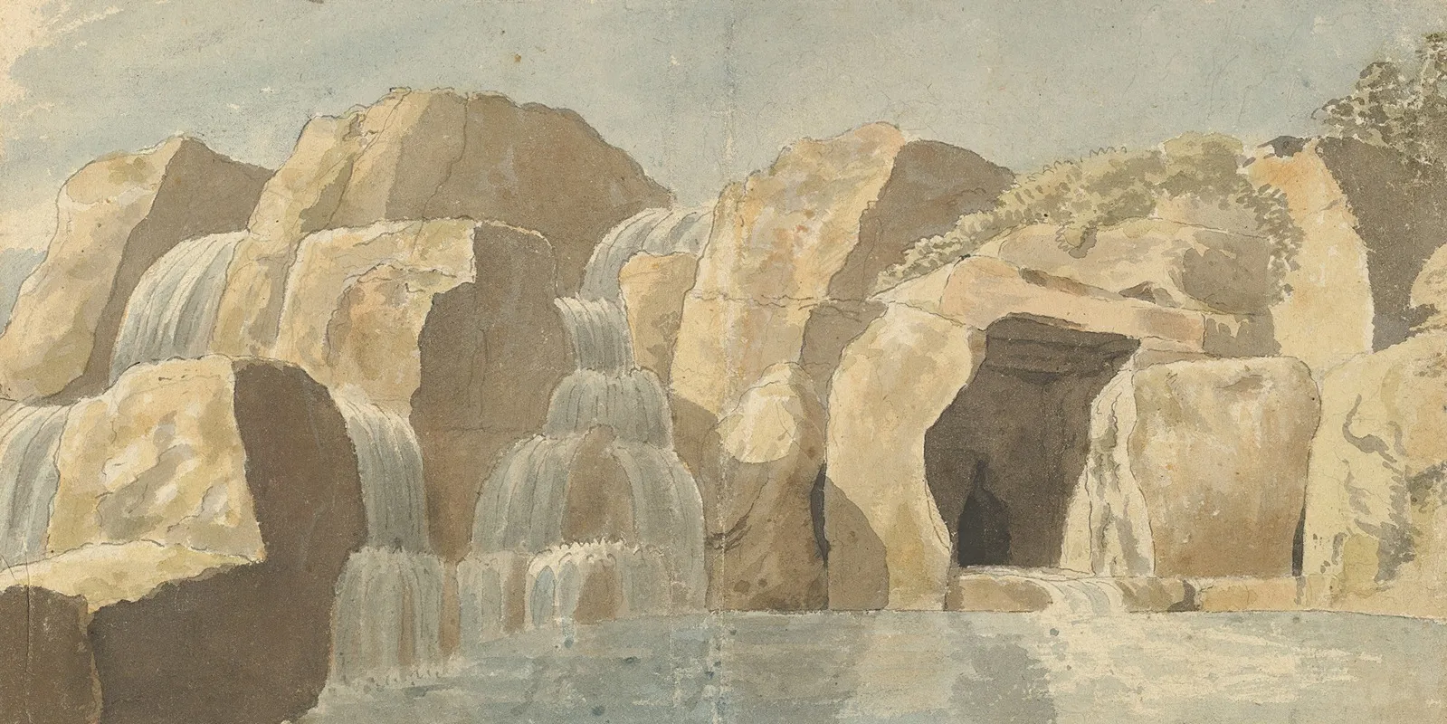 Design For Rock Work And Cascades At Virginia Water Windsor Great Park by Thomas Sandby - Canvas Print
