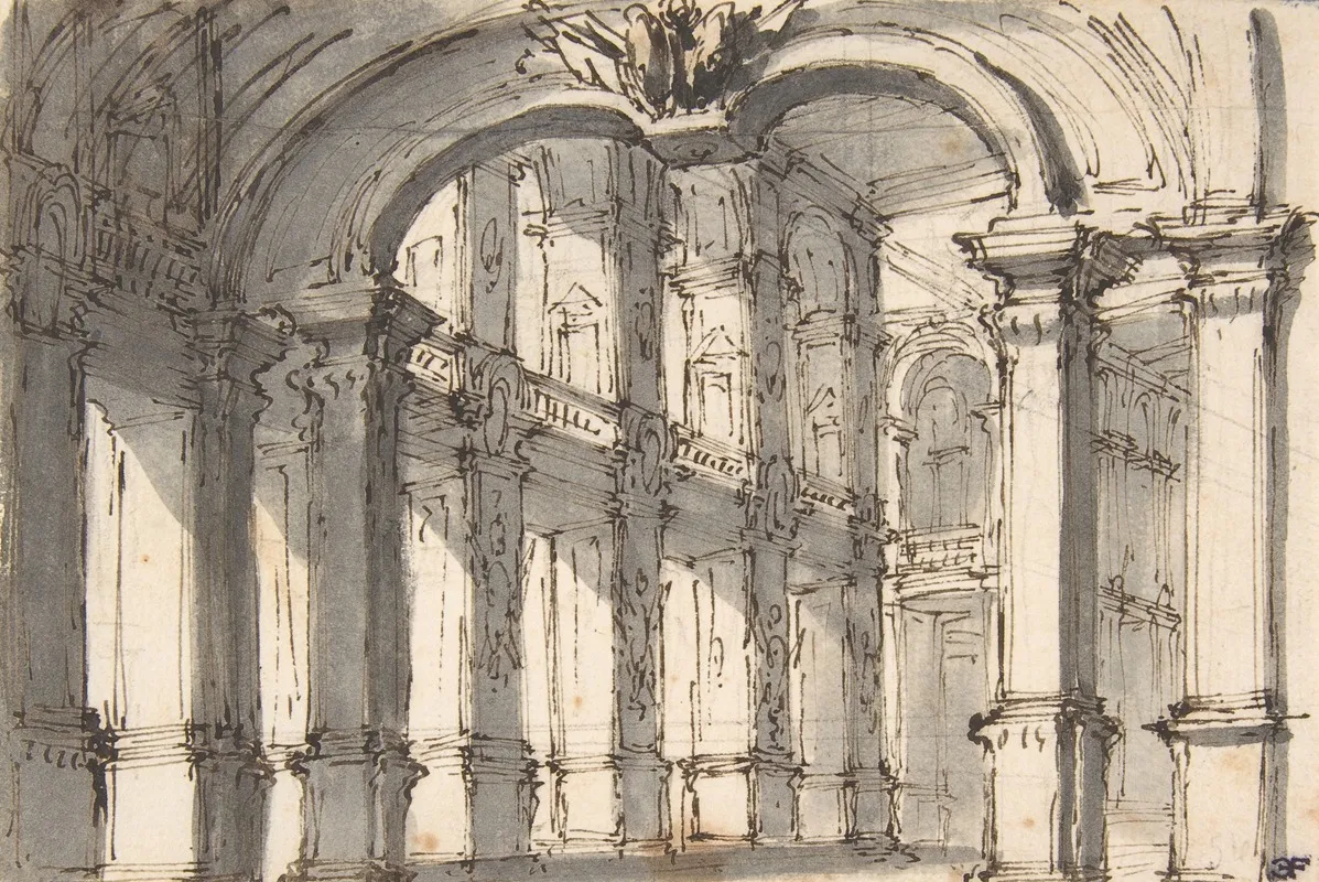 Design For Stage Set 3 by Giovanni Battista Natali III - Canvas Print