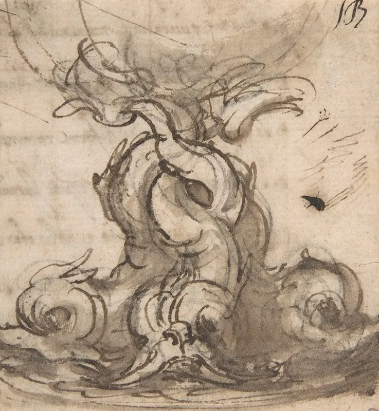 Design For The Base Of A Vessel With Three Dolphins