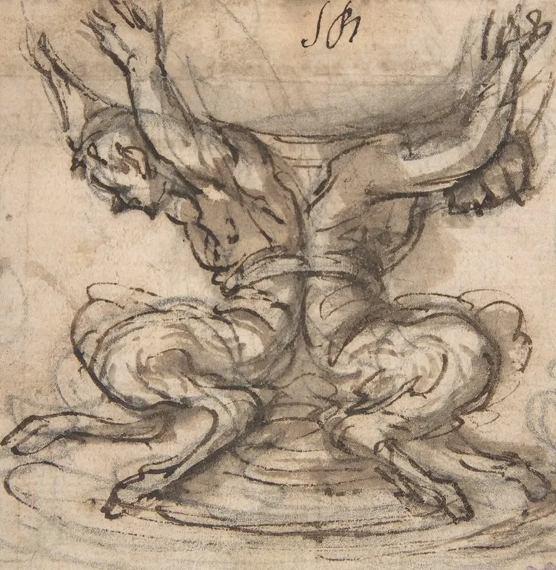 Design For The Base Of A Vessel With Two Satyrs