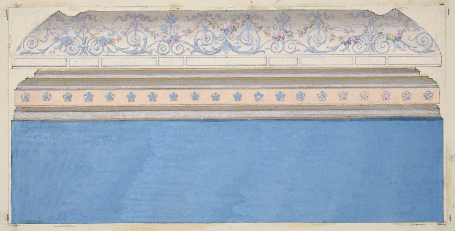 Design For The Decoration Of A Ceiling Cove And Moulding
