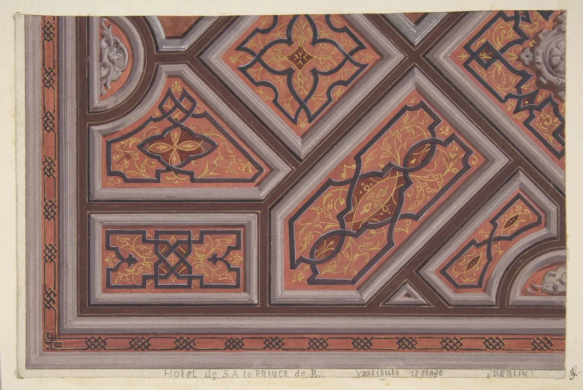 Design For The Decoration Of The Ceiling In The Vestibule Ier Etage Hotel De S A Le Prince De P