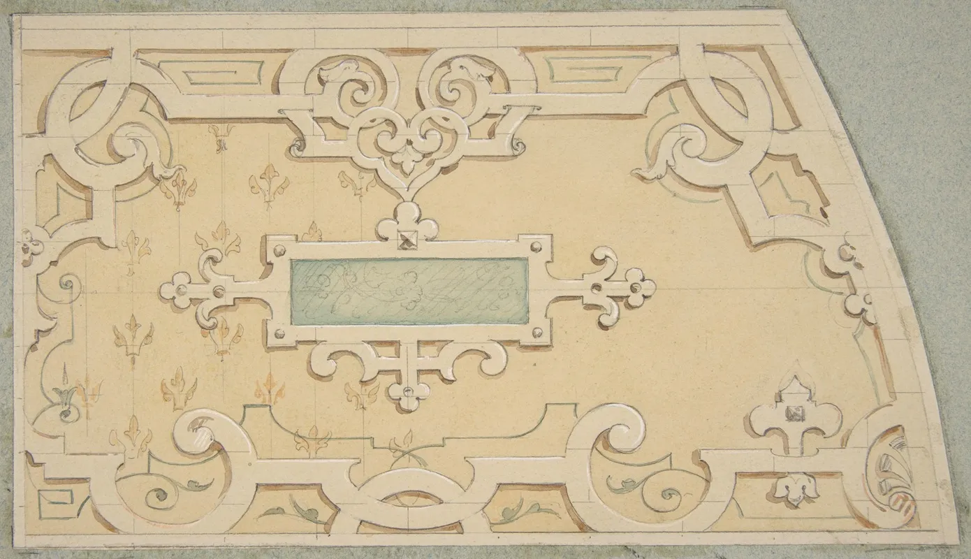Design For The Decoration Of The Stairway In The Chateau Dognon Of M De Machy Oise France