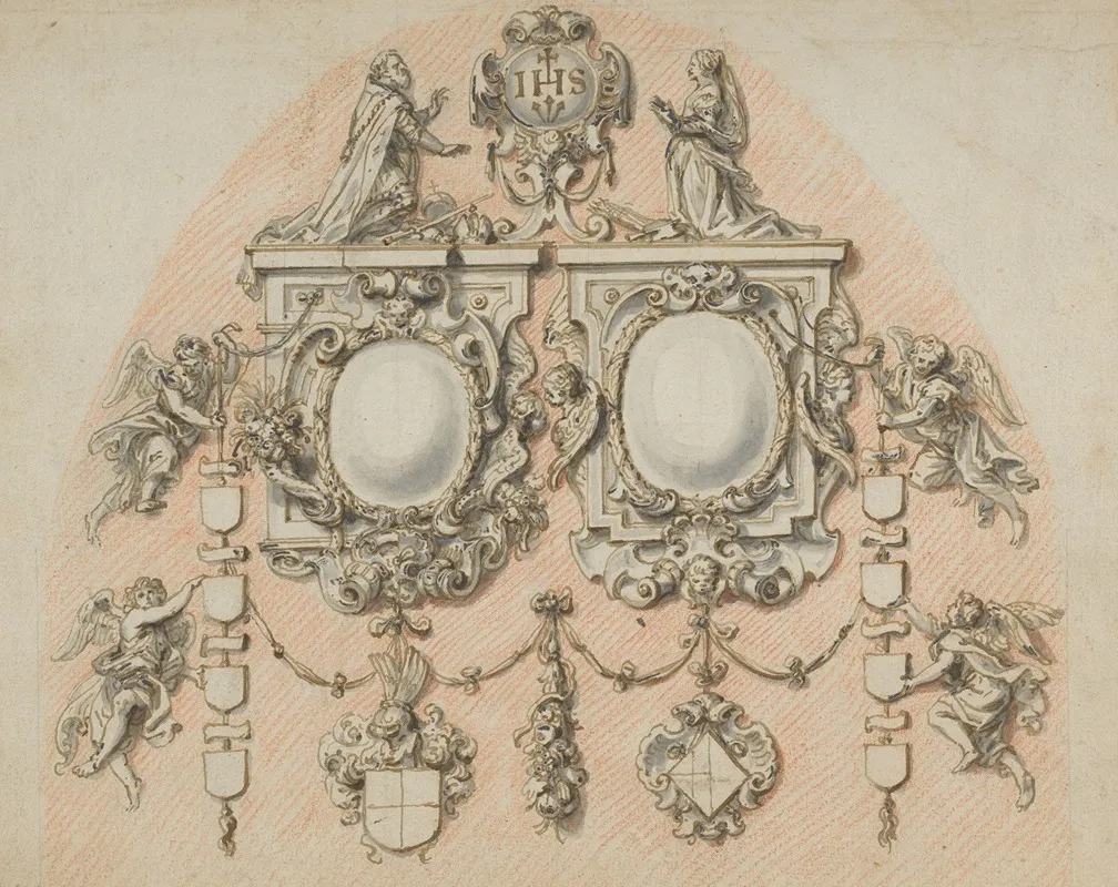 Design For The Epitaph Of The T Seraets Van Etten Family by Abraham van Diepenbeeck - Canvas Print