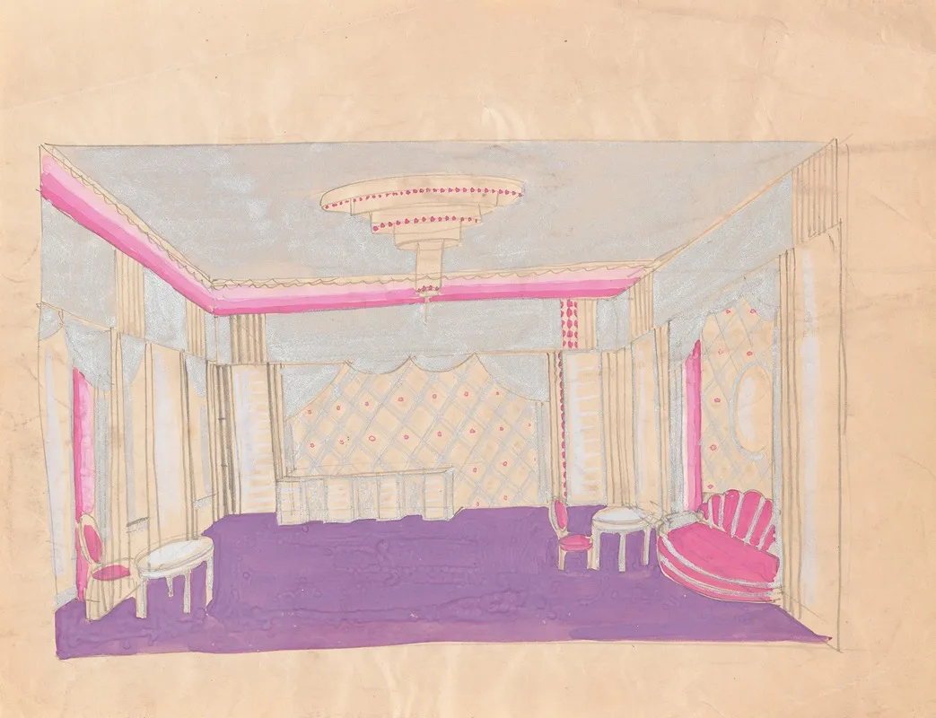 Design For The Lentheric Salon Fifth Ave 58th St Savoy Plaza Hotel New York Ny Perspective Sketch