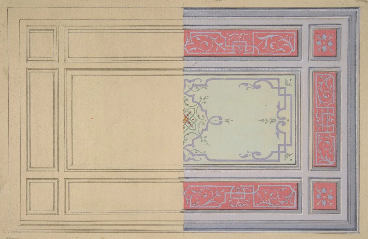 Design For The Painted Decoration Of A Ceiling In Strapwork And Rinceaux