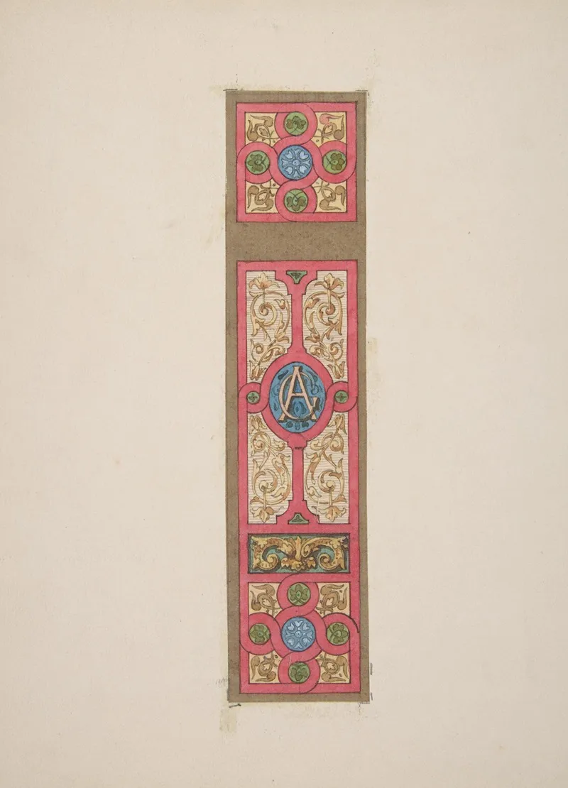 Design For The Painted Decoration Of A Wall Of Ceiling Panel Monogrammed Ca