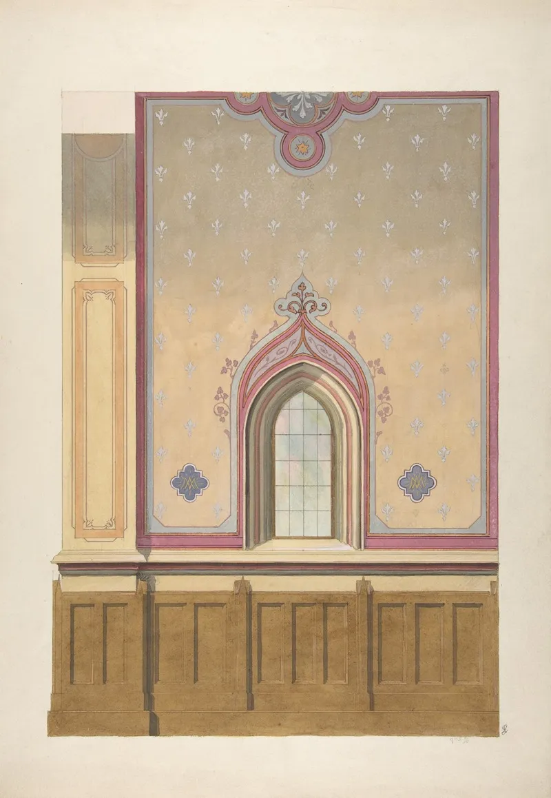Design For The Painted Decoration Of A Wall Pierced By An Arched Window