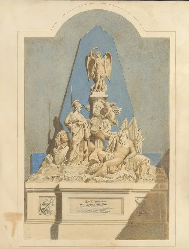 Design For The Three Captains Memorial by Joseph Francis Nollekens - Canvas Print