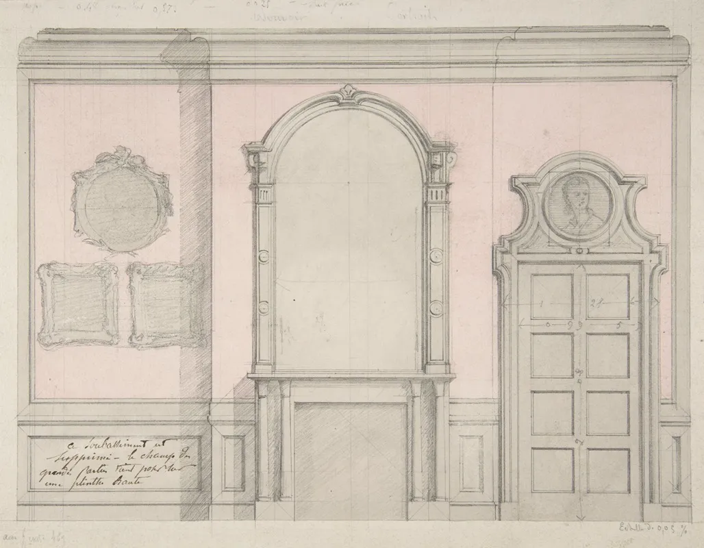 Design For Treatment Of A Chimney Piece And Adjacent Door