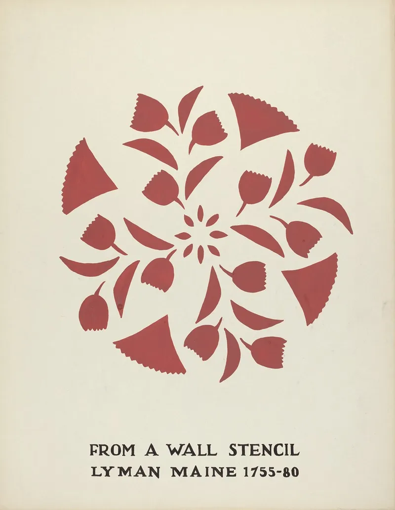Design From Lyman Maine 1755 1780 From Proposed Portfolio Maine Wall Stencils by Mildred E. Bent - Canvas Print