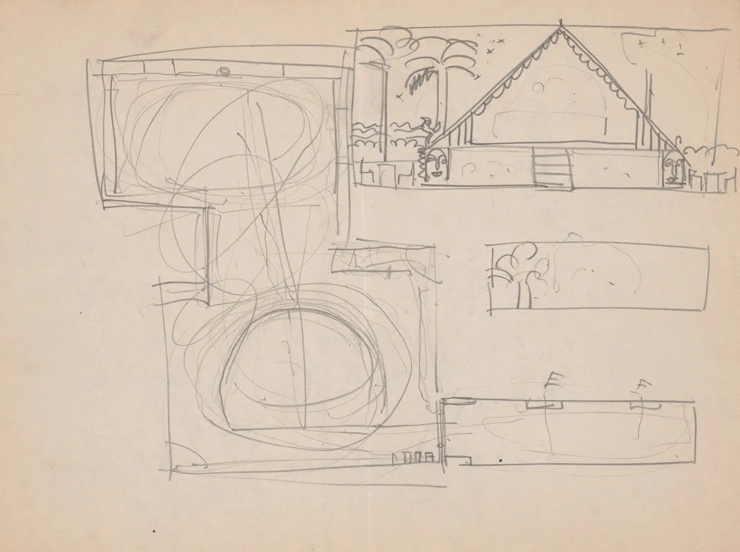 Design Sketches For Hotel Alamac 71st And Broadway New York Ny Details Of Congo Room Or Africa Roof