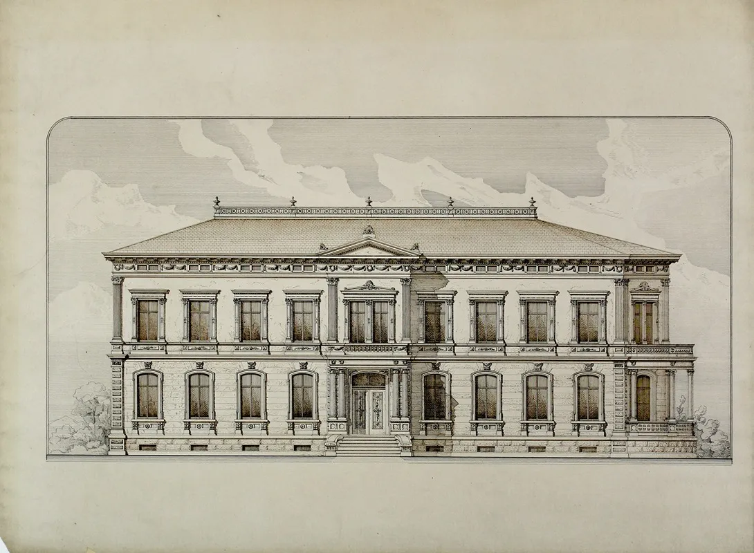 Design Studies Elevation Of A Villa Presentation Elevation by Carl (Charles) J. Furst - Canvas Print