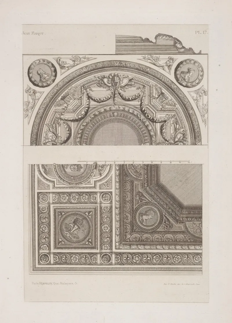 Designs For Ceiling And Tympanum With Roundels Showing Busts In Profile