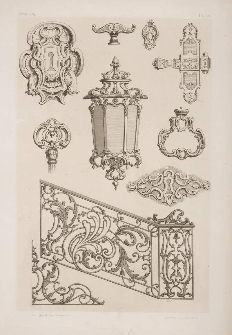 Designs For Keyholes Lamp Gate by André-Charles Boulle - Canvas Print