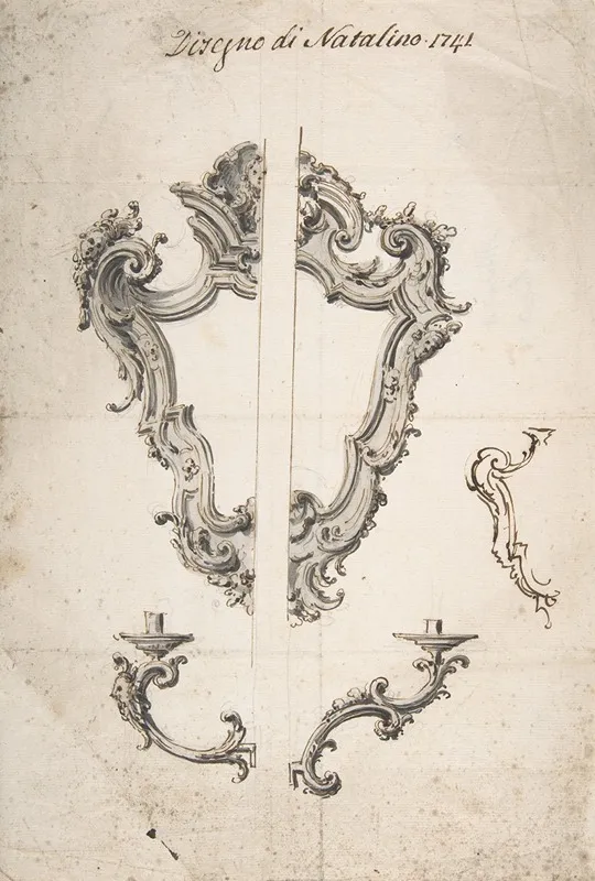 Designs For Mirror Frames And Sconces by Giovanni Battista Natali III - Canvas Print