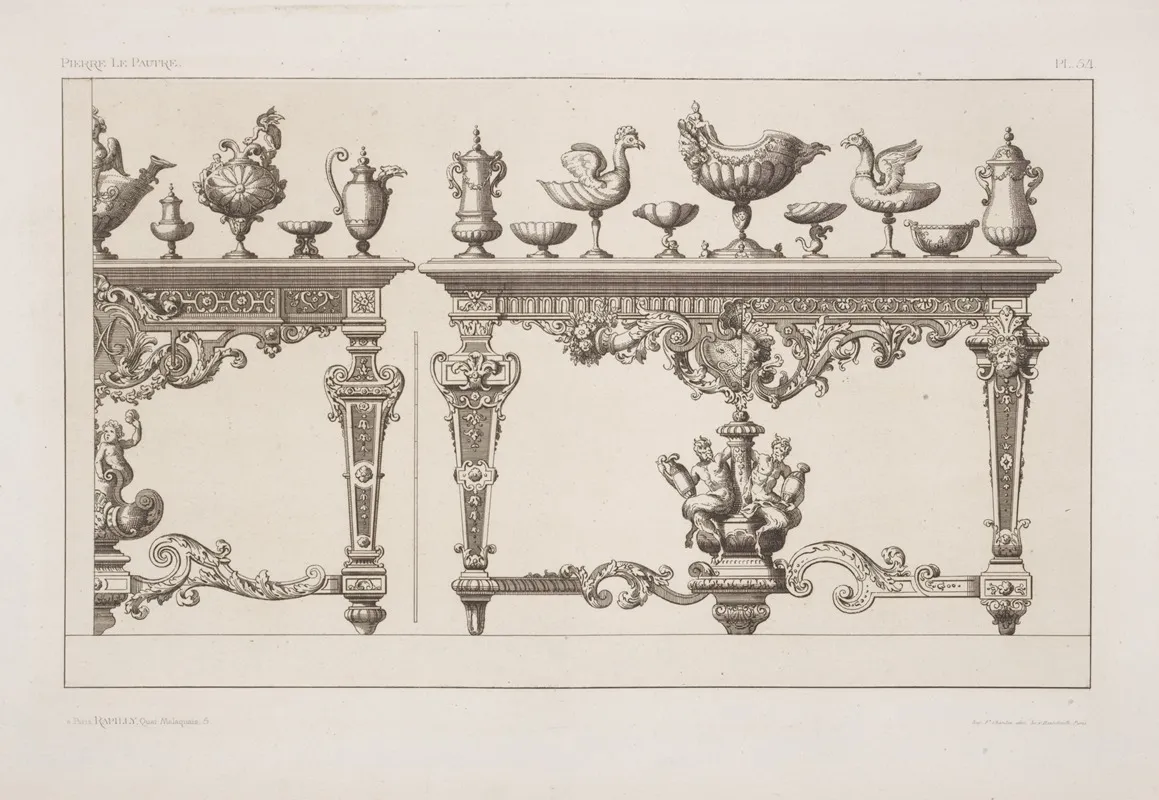 Designs For Tables And Urns by André-Charles Boulle - Canvas Print