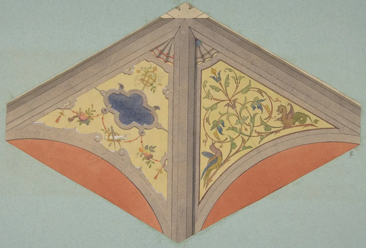 Designs For The Painted Decoration Of A Vaulted Ceiling