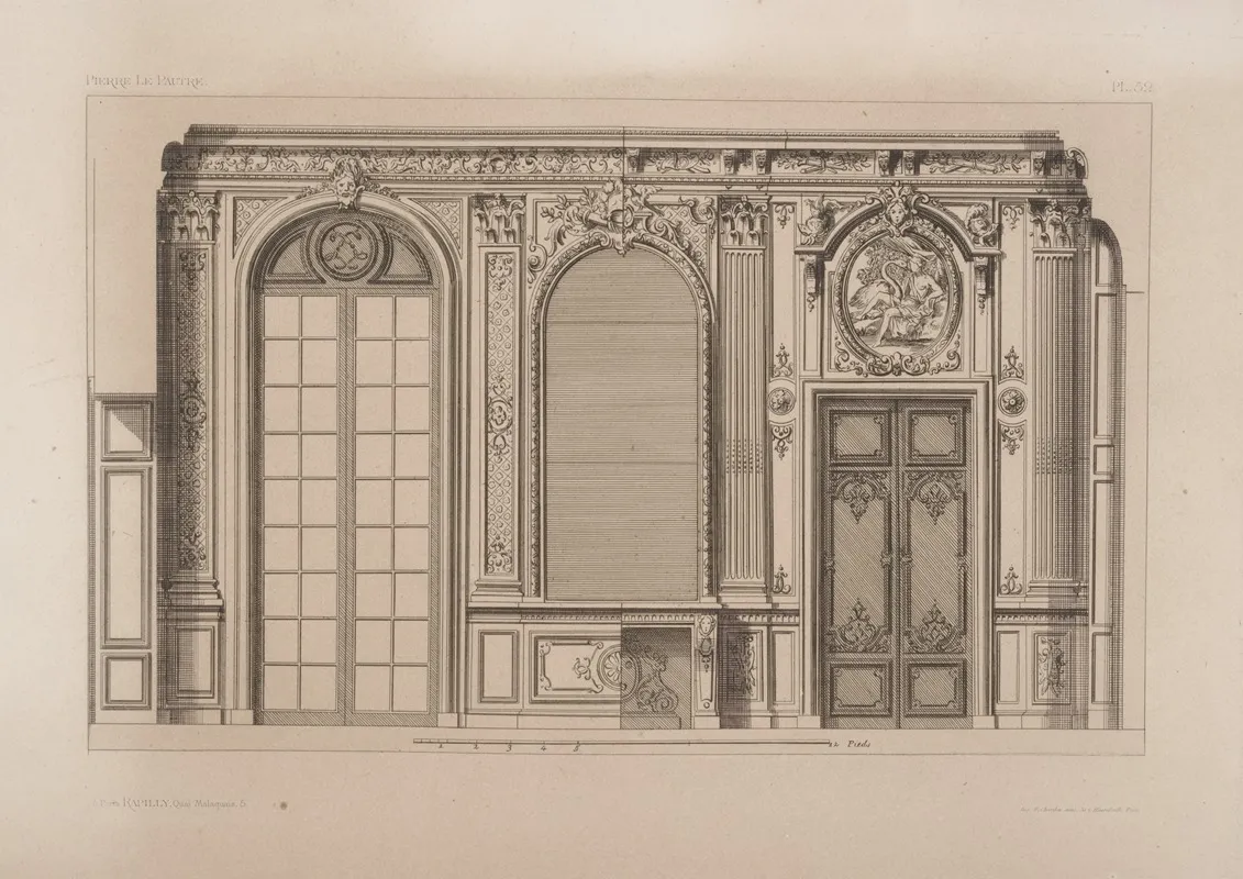 Designs For Two Arched Windows And Doors And One Doorway With Panel Of Leda And The Swan Above by André-Charles Boulle - Canvas Print