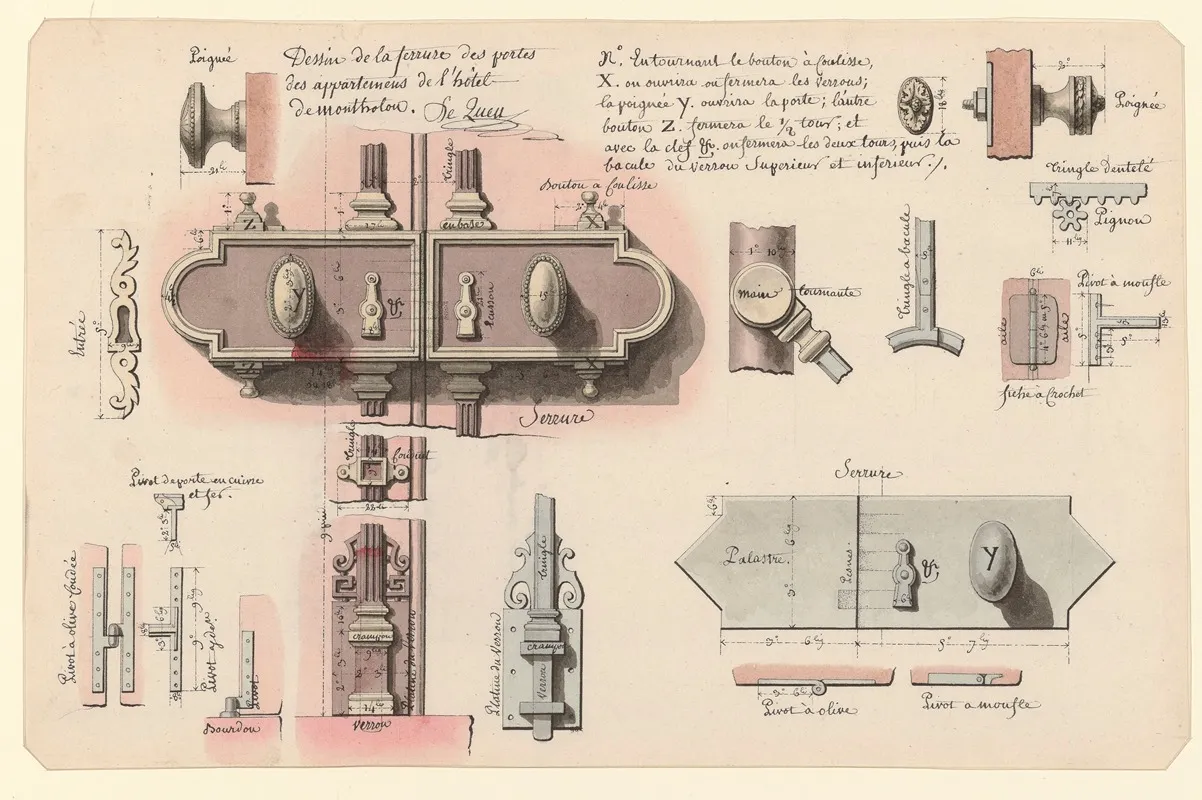 Dessin De La Ferrure Des Portes Des Appartemens Sic De Lhotel De Montholon