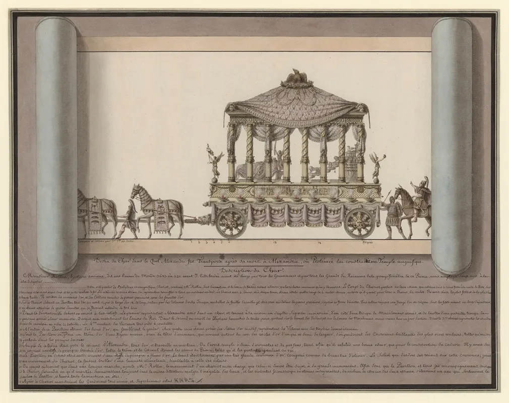 Dessin Du Char Dans Le Quel Alexandre Fut Transporte Apres Sa Mort A Alexandrie Ou Ptolemee Lui Construisit Un Temple Magnifique