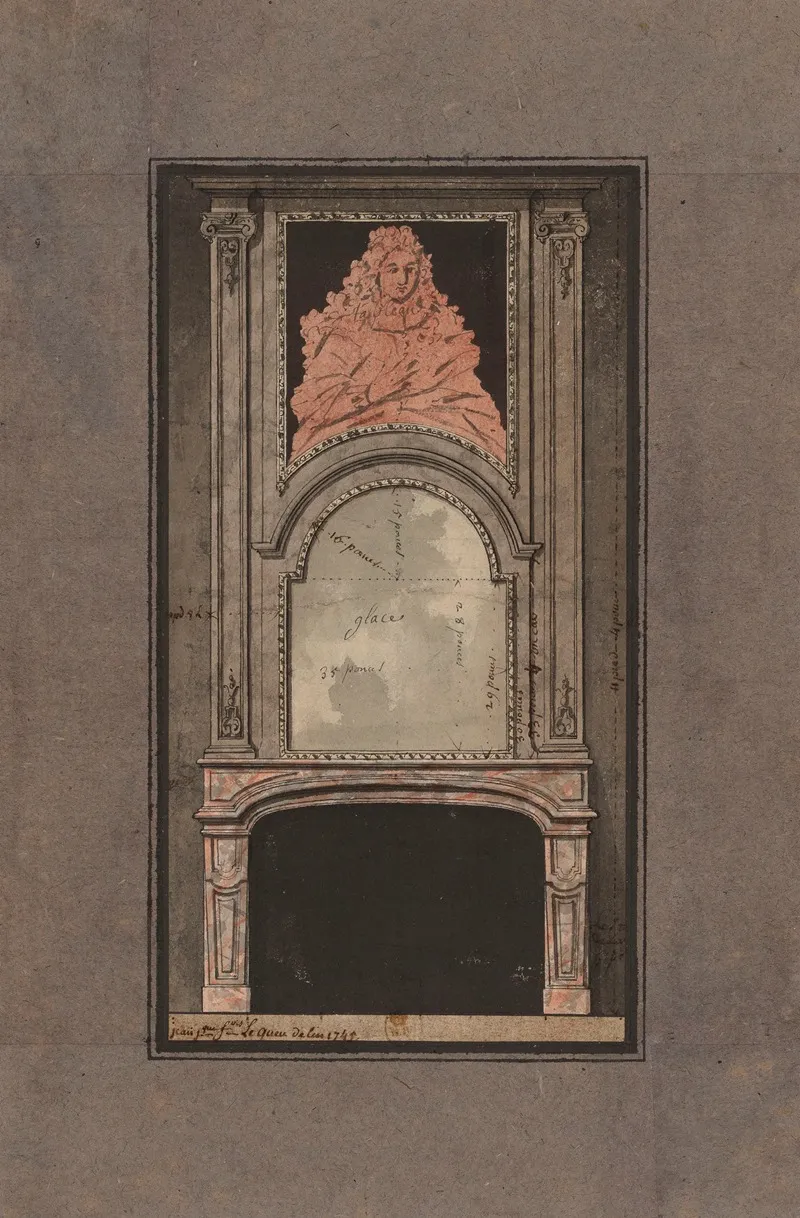 Dessin Dune Cheminee by Jean Jacques Lequeu - Canvas Print