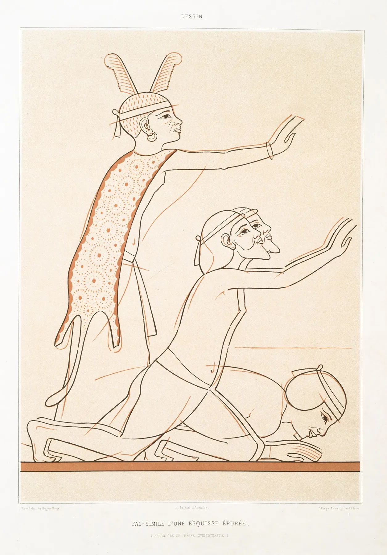 Dessin Fac Simile Dune Esquisse Epuree Necropole De Thebes Xviiie Dynastie