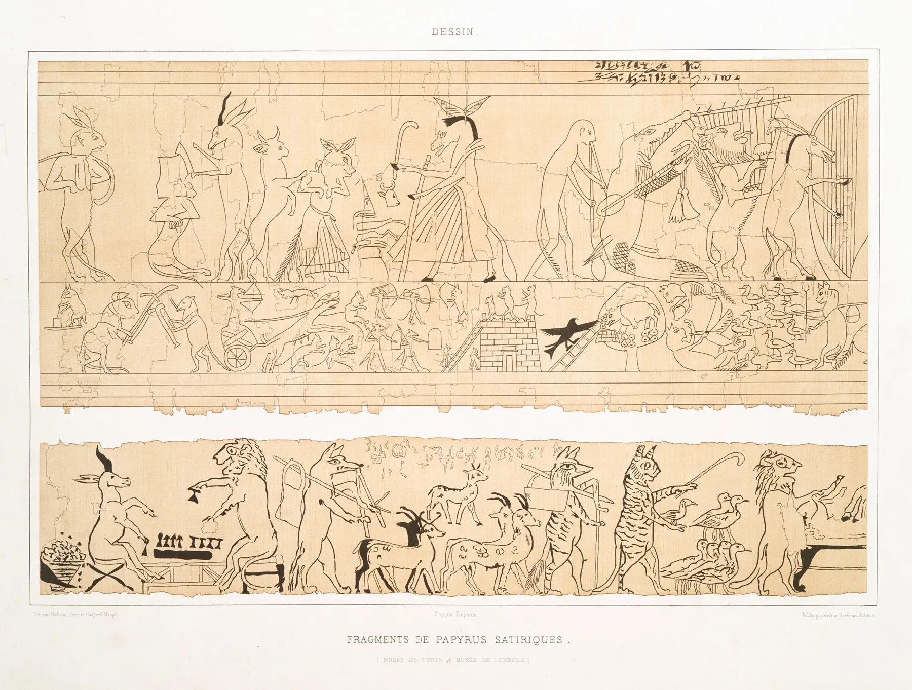 Dessin Fragments De Papyrus Satiriques Musee De Turin Musee De Londres