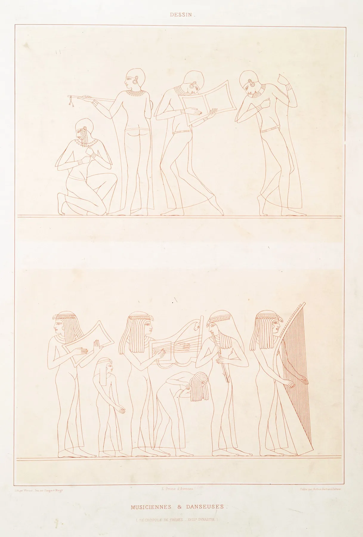 Dessin Musiciennes Danseuses Necropole De Thebes Xviiie Dynastie