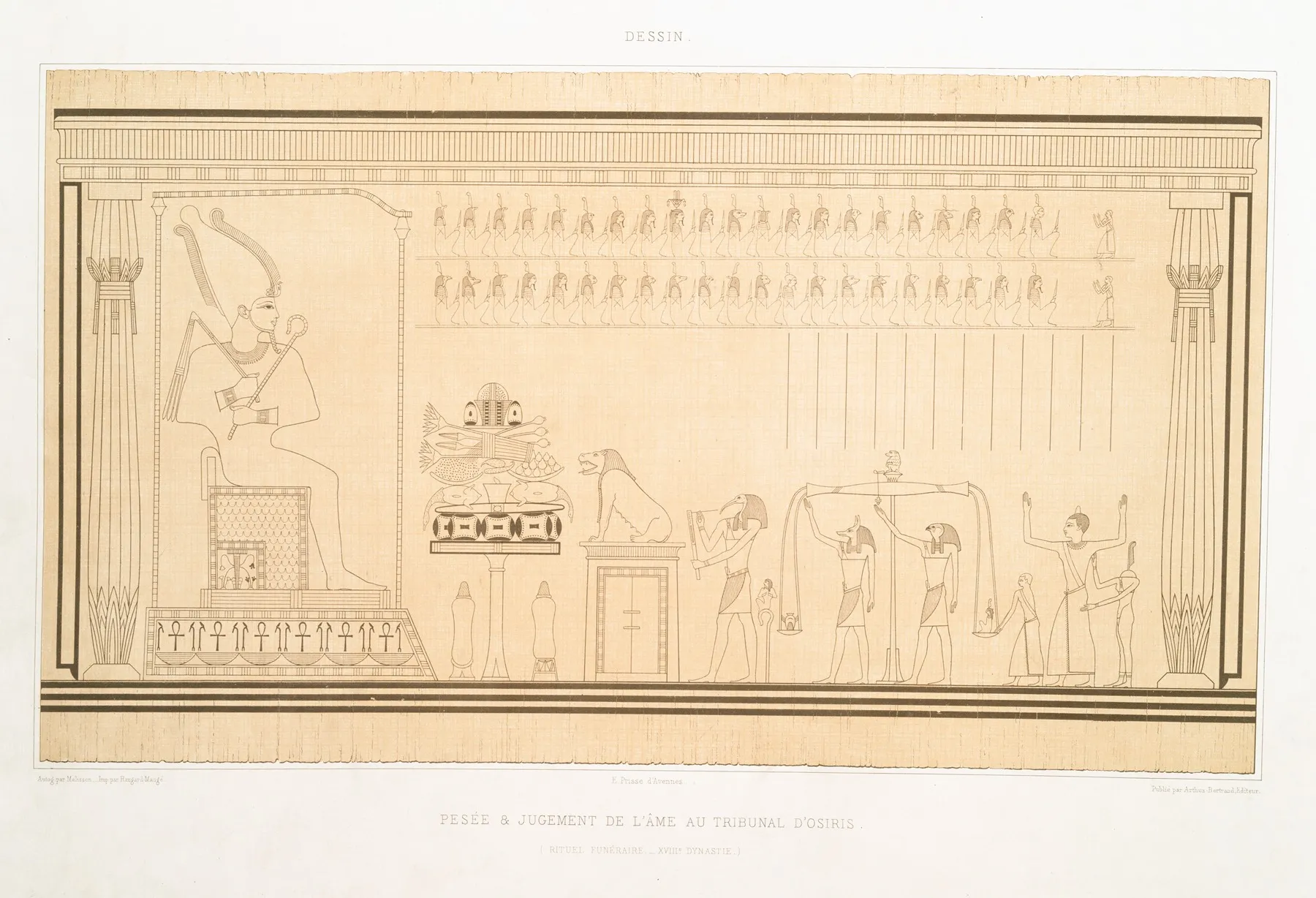 Dessin Pesee Jugement De Lame Au Tribunal Dosiris Rituel Funeraire Xviiie Dynastie