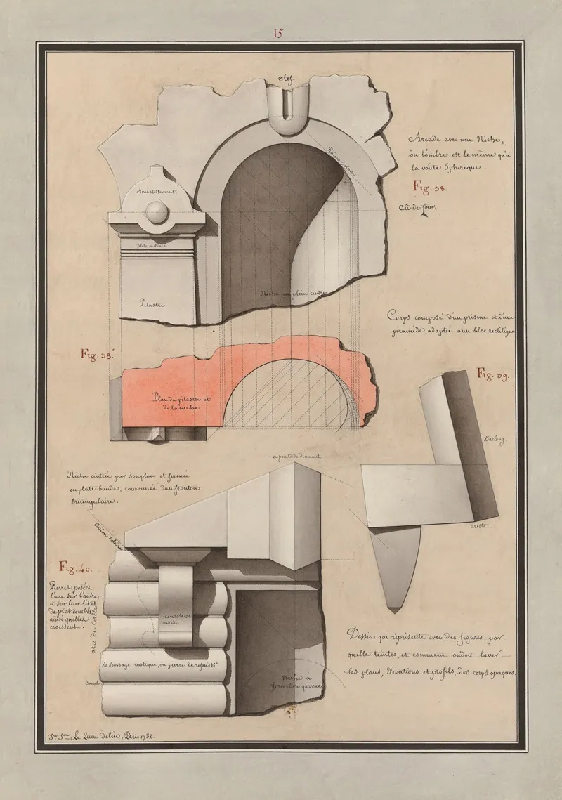 Dessin Qui Represente Avec Des Figures Par Quelles Teintes Et Comment On Doit Laver Les Plans Elevations Et Profils Des Corps Opaques 27