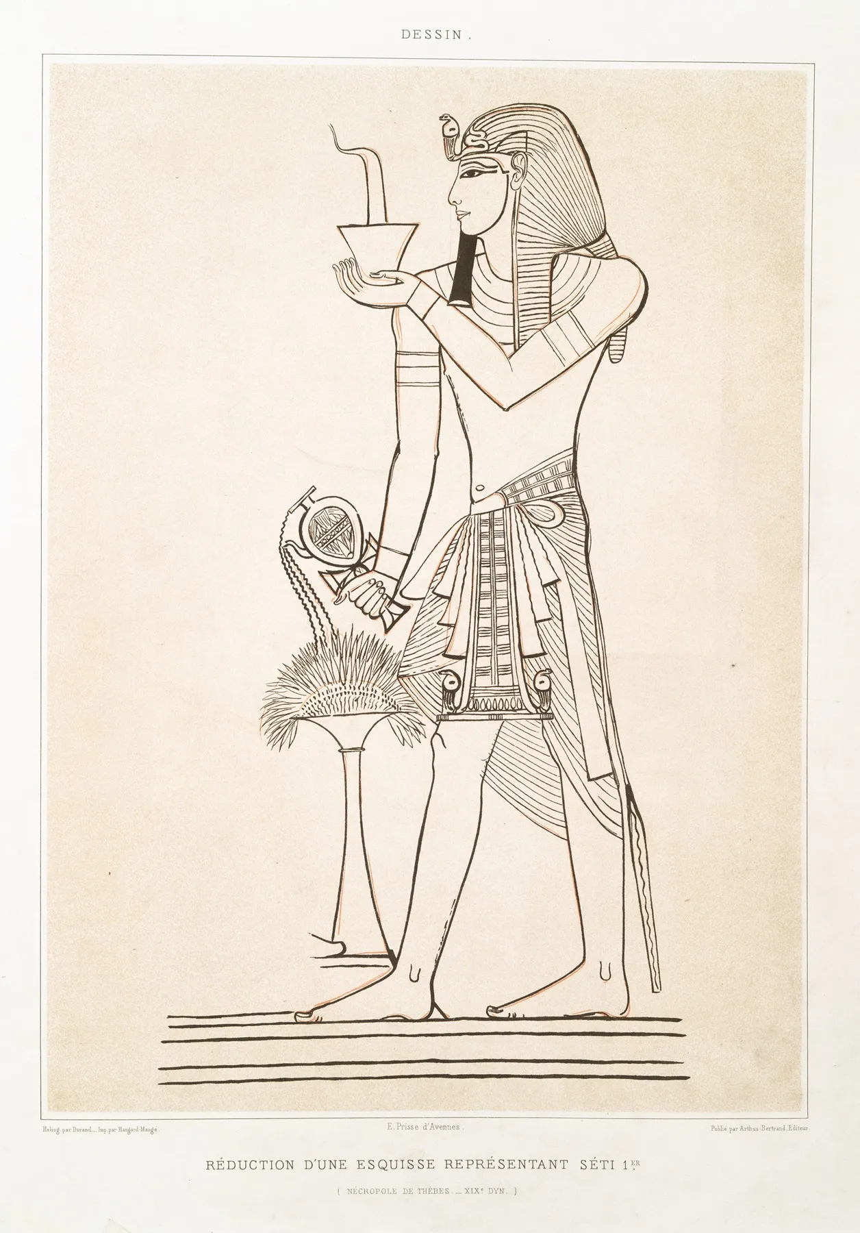 Dessin Reduction Dune Esquisse Representant Seti 1er Necropole De Thebes Xviiie Dynastie by Émile Prisse d'Avennes - Canvas Print
