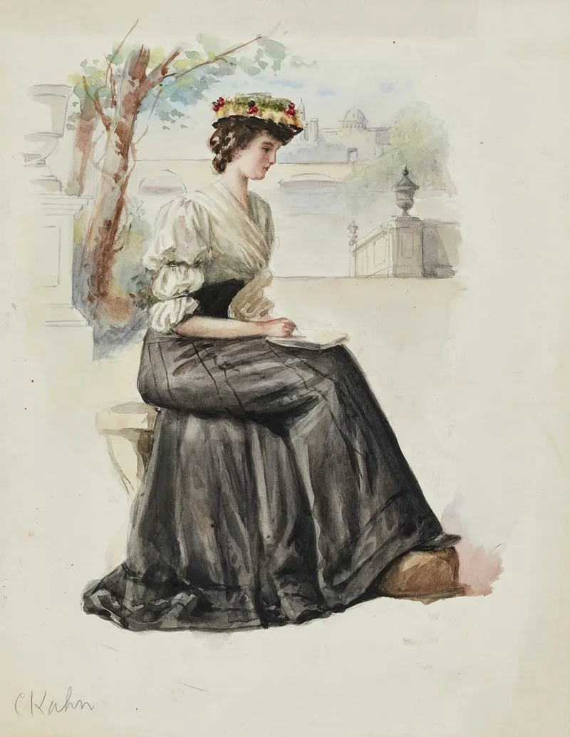 Dessinatrice Sur Les Quais De Seine by Cécile Kahn - Canvas Print