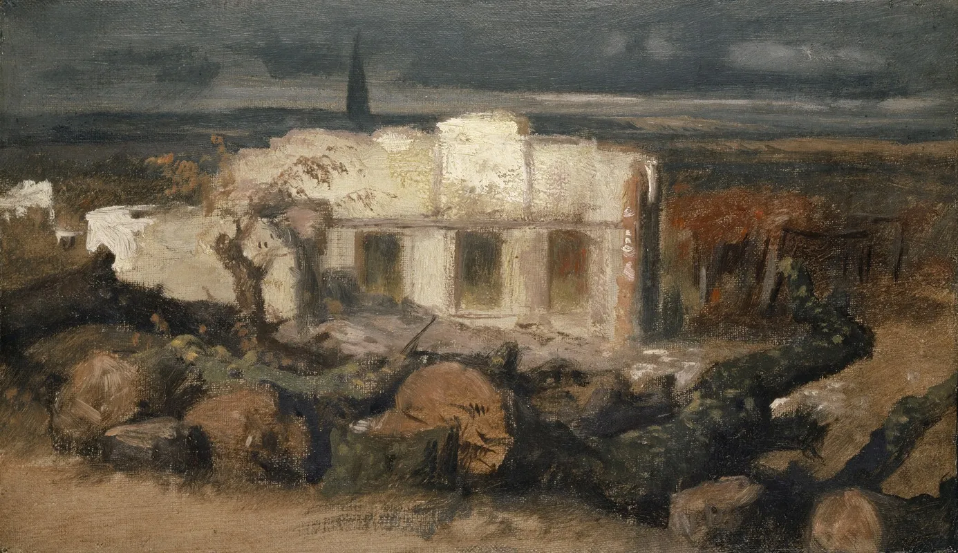Destroyed House Near Kehl by Arnold Böcklin - Canvas Print