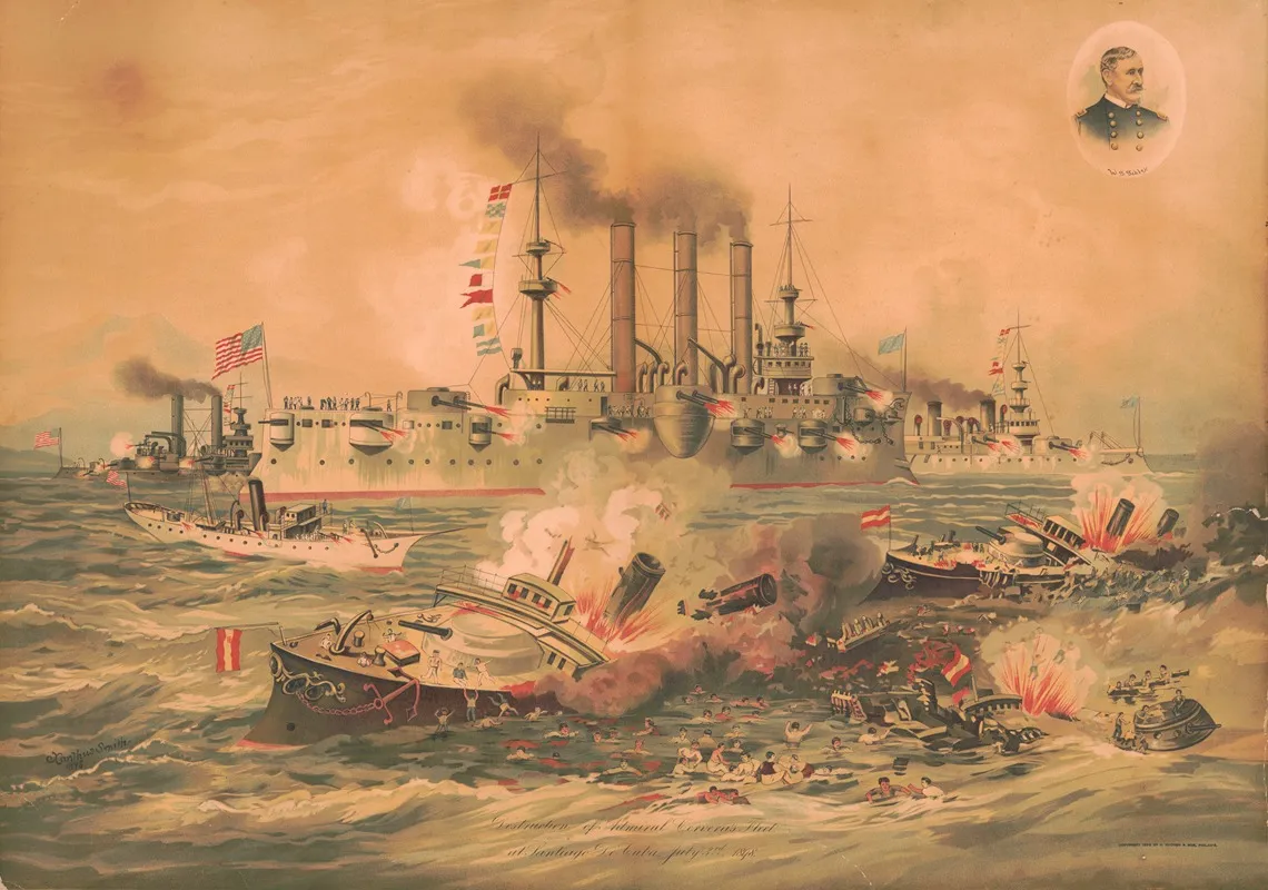 Destruction Of Admiral Cerveras Fleet At Stantigo De Cuda July 3rd 1898 2