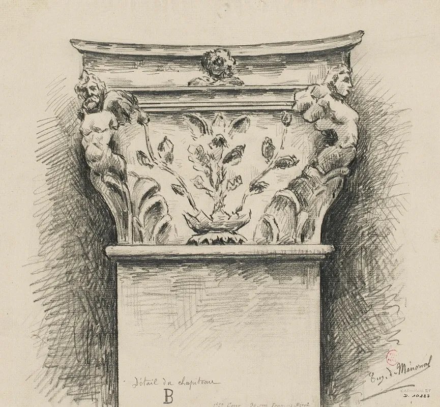 Detail Dun Chapiteau Au 30 Rue Francois Miron 2 by Eugène de Ménorval - Canvas Print