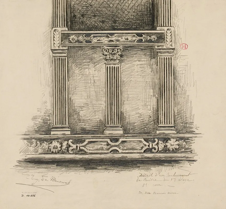 Detail Dun Soubassement De Fenetre Au 30 Rue Francois Miron by Eugène de Ménorval - Canvas Print