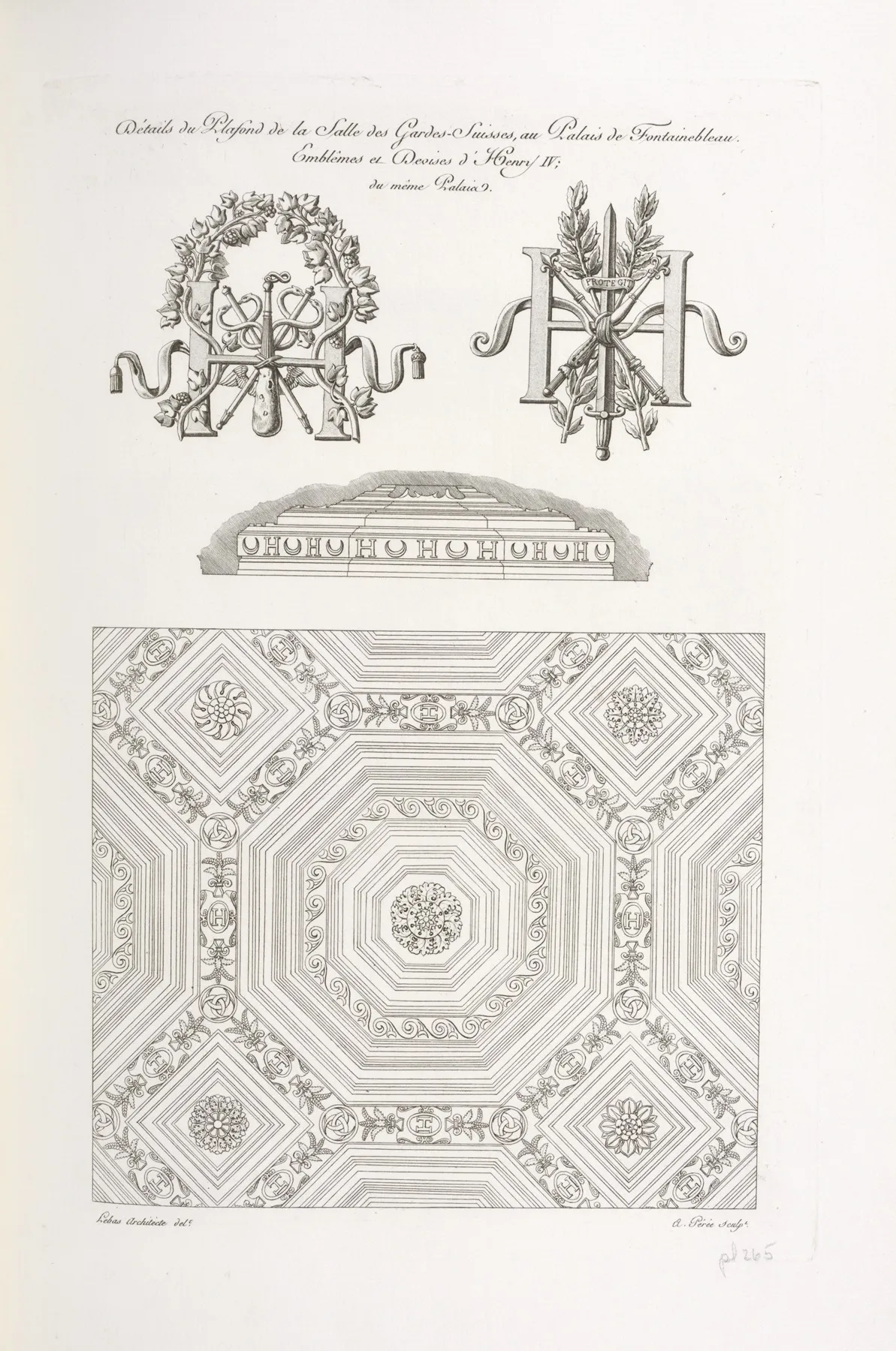 Details Du Plafond De La Salle Des Gardes Suisses Au Palais De Fontainebleau Emblemes De Dessins Dhenry Iv Du Meme Palais