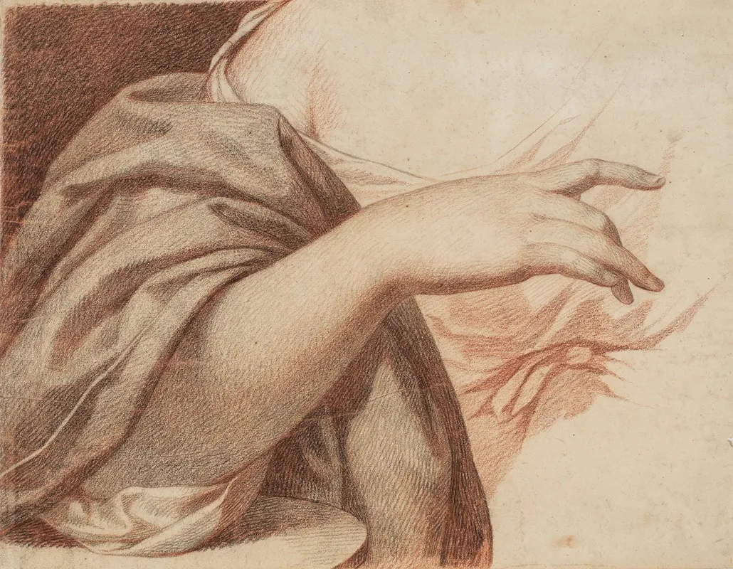 Detailstudie Eines Aufgestutzten Und Vor Die Brust Gelegten Rechten Armes by Philipp Jakob Becker - Canvas Print