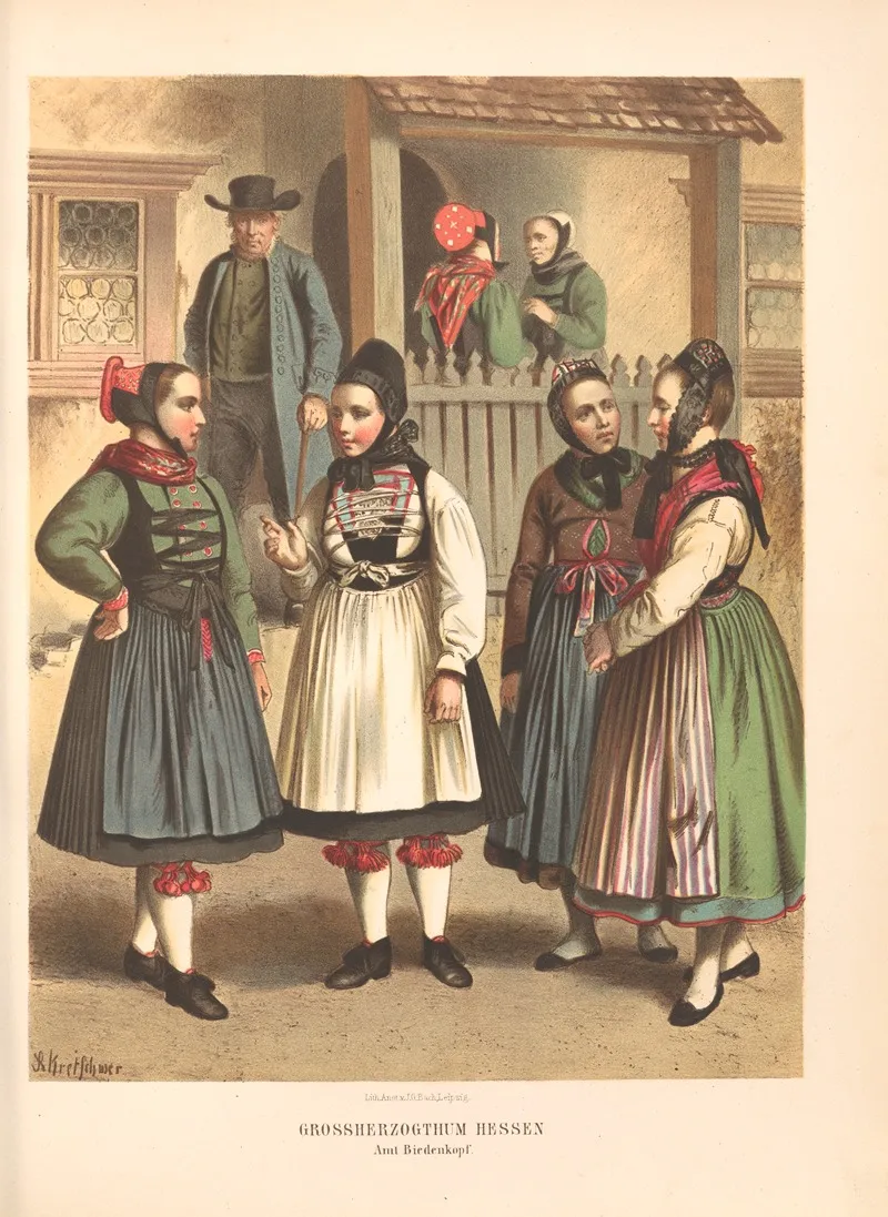 Deutsche Volkstrachten Pl 20 by Albert Kretschmer - Canvas Print