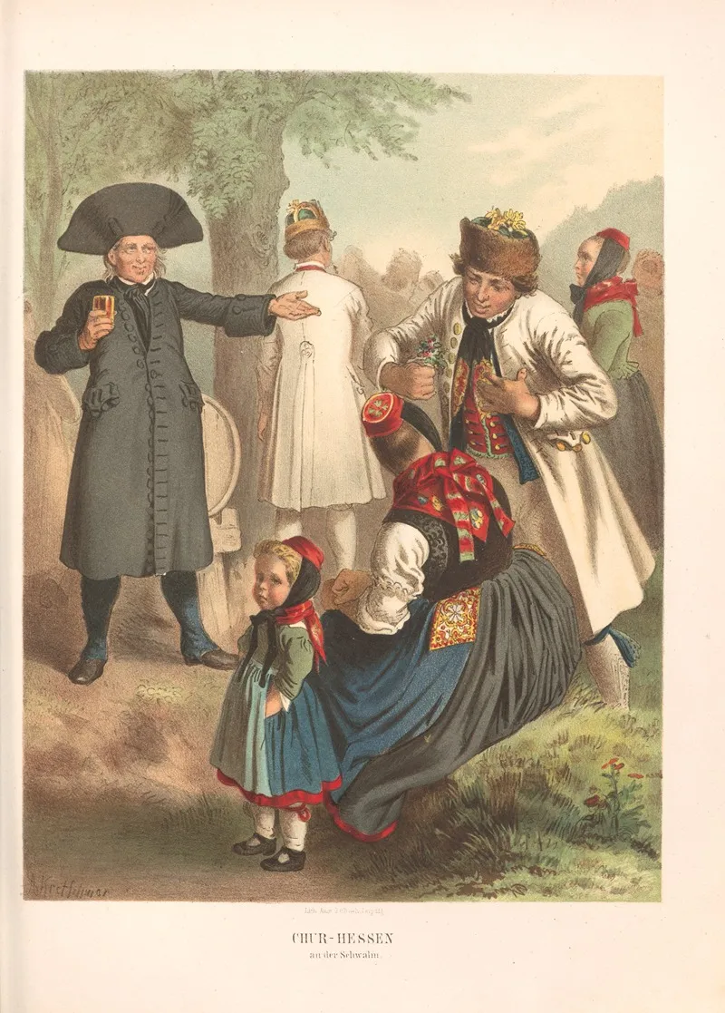Deutsche Volkstrachten Pl 24 by Albert Kretschmer - Canvas Print