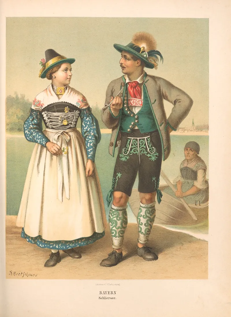 Deutsche Volkstrachten Pl 38 by Albert Kretschmer - Canvas Print