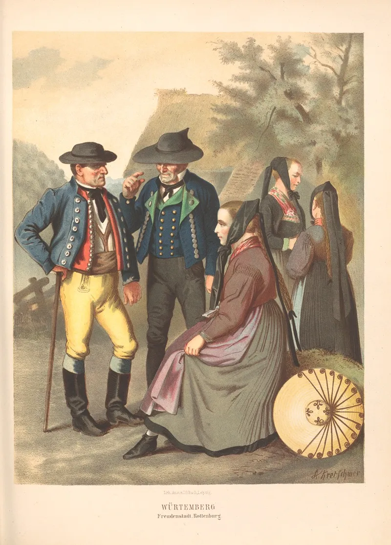 Deutsche Volkstrachten Pl 43 by Albert Kretschmer - Canvas Print