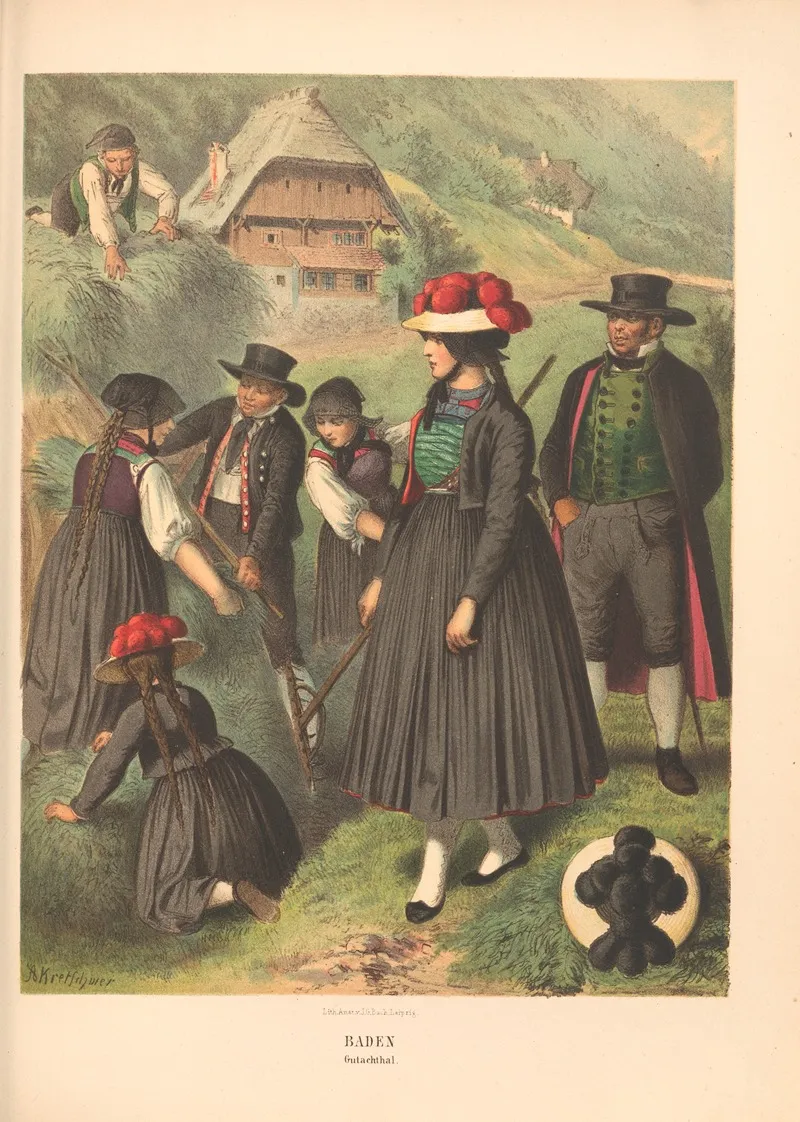 Deutsche Volkstrachten Pl 49 by Albert Kretschmer - Canvas Print