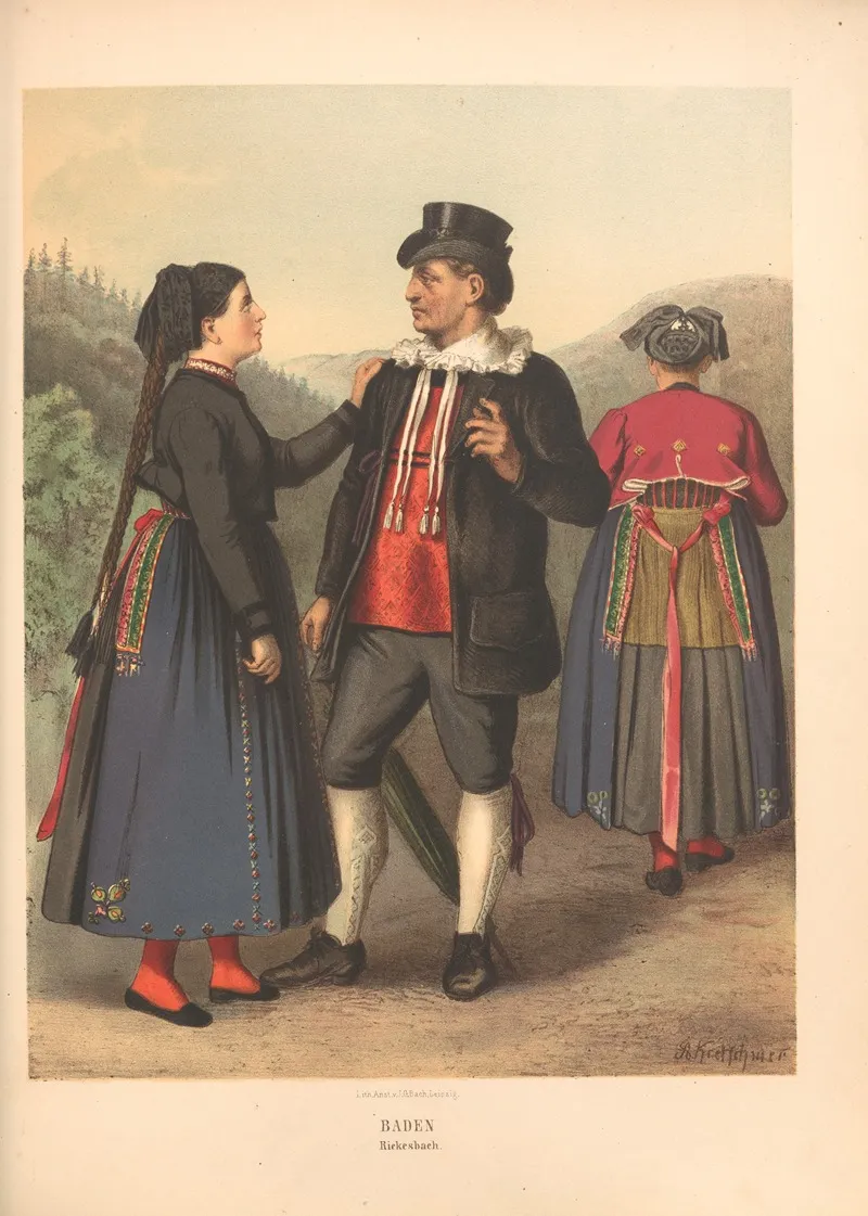 Deutsche Volkstrachten Pl 54 by Albert Kretschmer - Canvas Print