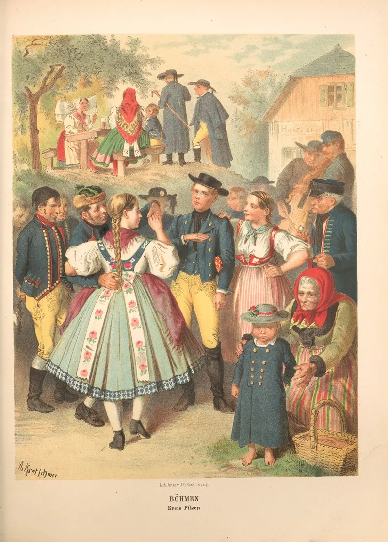 Deutsche Volkstrachten Pl 58 by Albert Kretschmer - Canvas Print