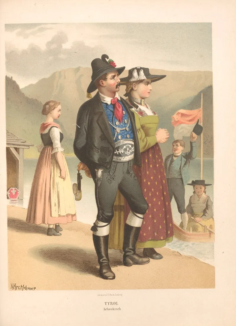 Deutsche Volkstrachten Pl 66 by Albert Kretschmer - Canvas Print
