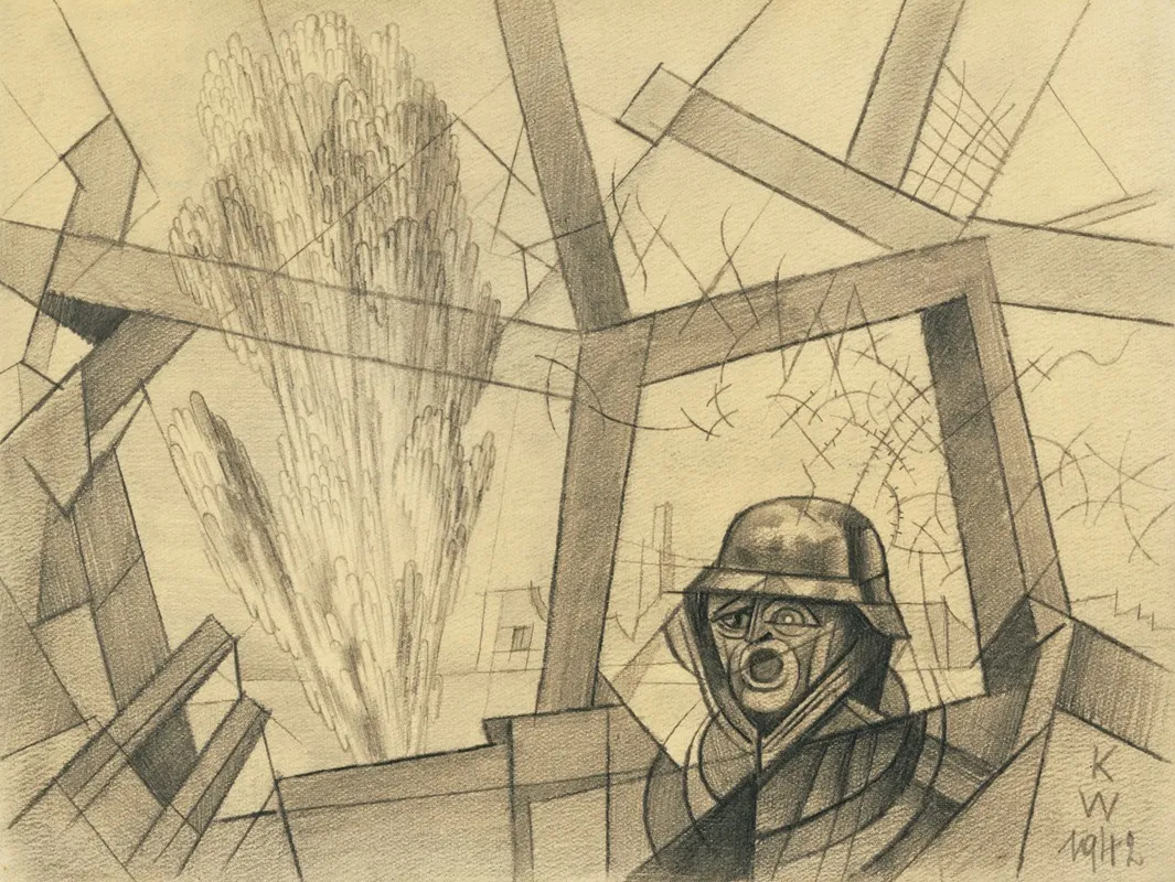 Deutscher Soldat Im Trommelfeuer