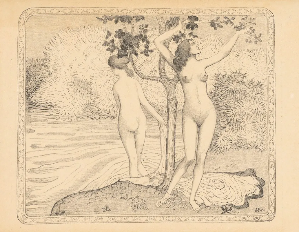 Deux Baigneuses Nues Sous Un Arbre Au Bord De Leau by Aristide Maillol - Canvas Print